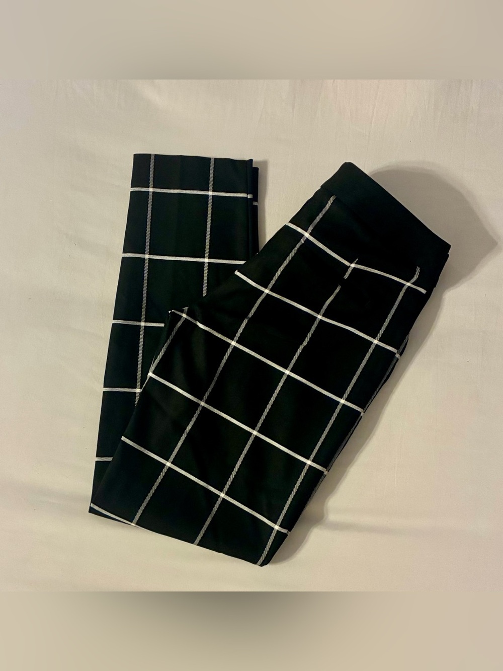 Express Black Windowpane Dress Pants - White Grid